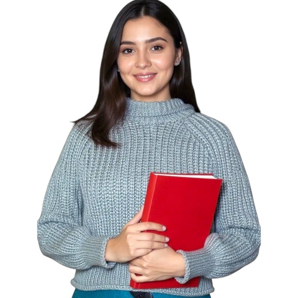 H&M Cable Knit Chunky Oversized Cropped Sweater *MEASUREMENTS* Size Small NWT - Picture 1 of 7